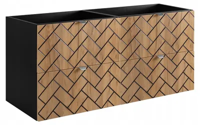 Zdjęcie produktu dla Szafka Łazienkowa Wisząca Pod Umywalkę 120X46Cm Rensan Czarny Dąb Front Mdf