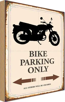 Produktbild von vianmo Holzschild 30x20 cm Bike parking only Motorrad Parkplatzschild