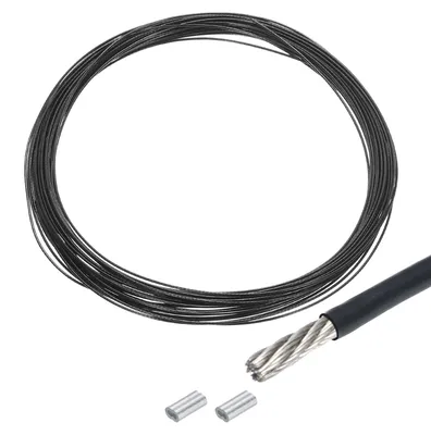 Image de 10 mètres de câble électrique, revêtement en vinyle, couleur noire, pour diverses applications
