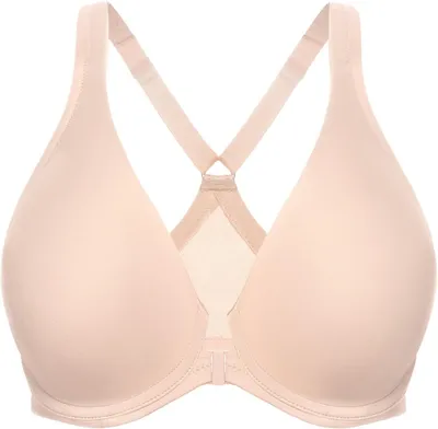 Productafbeelding van Naadloze beha met voorsluiting, racerback-rug, beugel en ongevoerde cups in beige