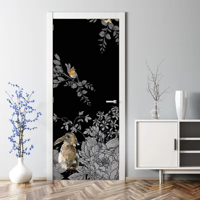 Produktbild von Dekorative Tür Wandaufkleber Wandtattoo selbstklebend dekoration Mohnblume Natur 70 x 200 cm