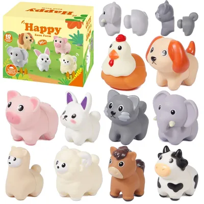 Produktbild von Lernspielzeug Tierpaare Kleinkinder - Montessori Sortierspiel - Farbsortierung und Stapeln - Ab 1 Jahr