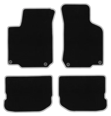 Produktbild von Fußmatten Automatten Velours Schwarz/Silber für Seat Leon I 1999-2005 Set 4-tlg