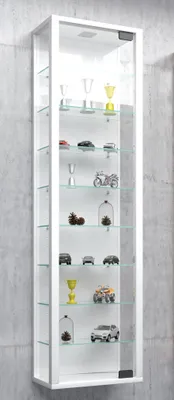 Produktbild von VCM Glasvitrine hängend | Vitrine Glas mit ESG-Sicherheitsglas | Maße ca. H. 115 x B. 33 x T. 18 cm| Hängevitrine Glas | Modern und platzsparend | Glas Vitrinenschrank - Stano Maxi