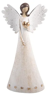 Zdjęcie produktu dla Clayre & Eef Figurka świąteczna Anioł 12x6x24 cm Beżowe tworzywo sztuczne
