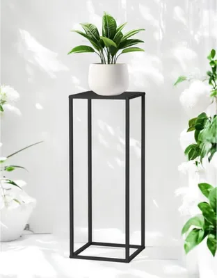 Image de DanDiBo Support pour plantes Métal Noir Angulaire 80 cm 96588 Table d'appoint Haute Tabouret pour fleurs Support pour fleurs Design Moderne