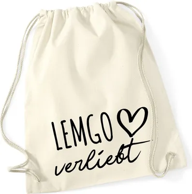 Produktbild von Huuraa Turnbeutel Lemgo verliebt 12 Liter Natural Baumwolle Rucksack Geschenkidee