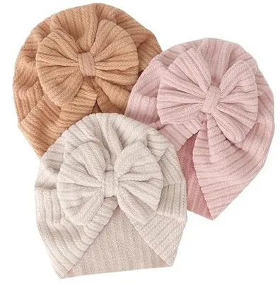 Zdjęcie produktu dla Czapki turbanowe dziecięce turban bun knot niemowlę dziewczynka miękka 3