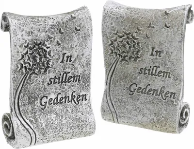 Produktbild von Gedenkstein Schriftrolle mit Pusteblume und Trauermotiv, 4 Stück