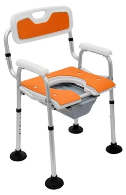 Produktbild von Toilettenstuhl für Senioren, höhenverstellbar von 40-50 cm, Duschstuhl mit abnehmbarem Eimer, Tragfähigkeit 150 kg (Orange)