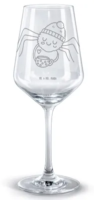 Produktbild von Mr. & Mrs. Panda Weinglas Spinne Agathe Kaffee - Transparent - Geschenk, glas für rotwein, Morgenmuffel, Morgen, Rotweinglas mit Gravur, Lebensweisheiten, Weiser Spruch