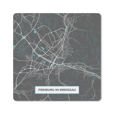 Produktbild von MuchoWow® Mauspad Mousepad Stadtplan - Karte - Freiburg im Breisgau - Blau - Deutschland - Karte 20x20 cm - Mousepads - Maus Mat - Pad - Mausunterlage - Desk Mat - Bureauartikeln