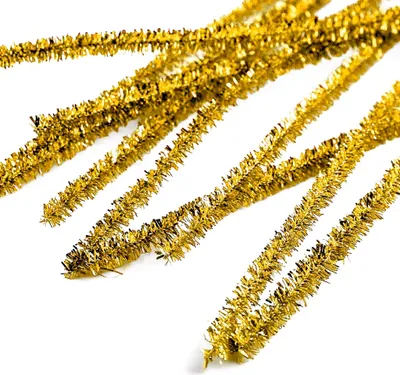 Pfeifenreiniger 10er Chenille-Draht 6mm, Länge 30cm, Glitzereffekt Farbe wählbar gold
