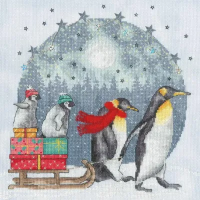 Produktbild von Bothy Threads Kreuzstich Stickpackung „Winterwatscheln“, Zählmuster, Aida 14, 26x26cm