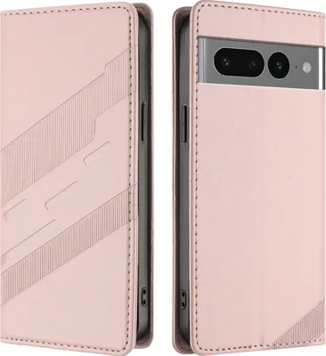 Produktbild von Hülle für Google Pixel 7 Pro, Kunstleder Brieftaschen Handyhülle mit Kartenfach und Standfunktion Pink