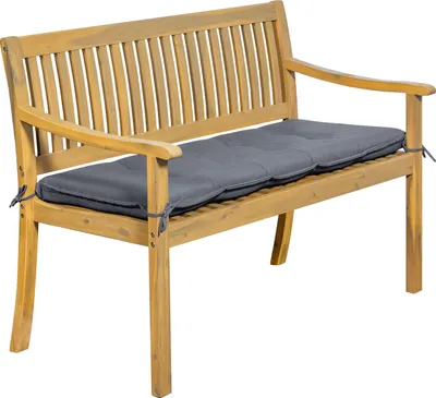 Image de Banc en acacia SIMILAN - coussins gris
