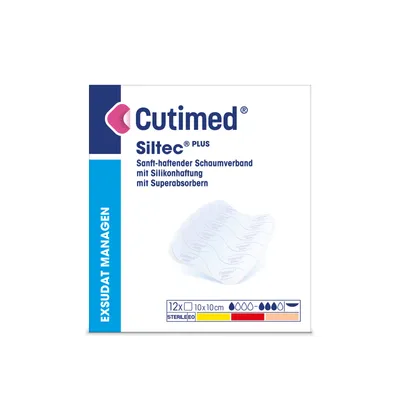 Produktbild von Cutimed Siltec Plus Schaumverb.10x10 cm haftend 12 St