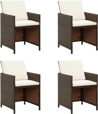 Produktbild von Gartenstühle mit Kissen 4 Stk. Poly Rattan Braun
