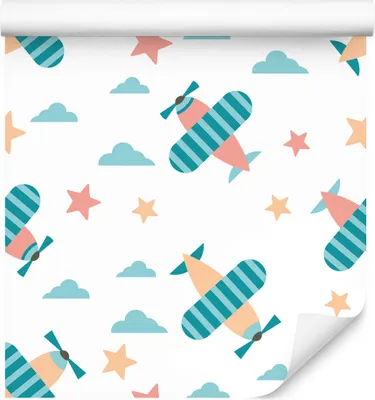 Produktbild von 10m VLIES TAPETE Rolle Kinderzimmer Himmel Flugzeuge Wolken Sterne XXL