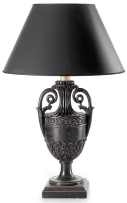 Produktbild von Casa Padrino Luxus Barock Tischleuchte Pokal Antik Schwarz / Schwarz Ø 26 x H. 59,5 cm - Prunkvolle Barockstil Schreibtischleuchte mit Lampenschirm - Luxus Qualität - Italy