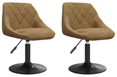 Image de vidaXL Chaise de salle à manger 2 pcs. Pivotant Marron Velours