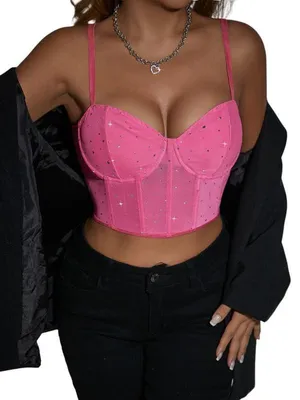 Imagen del producto de Top de corsé con lentejuelas y tirantes finos