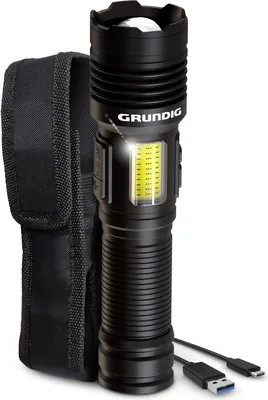 Produktbild von Taschenlampe LED aufladbar Extrem hell Ion Technologie mit Zusatz Arbeitsleuchte Notfall USB Ladung von Telefon/Tablet starker Li Akku