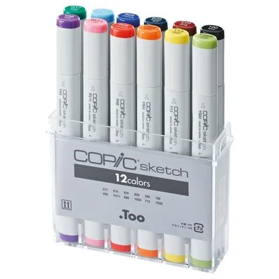 Produktbild von COPIC Profi Pinselmarker sketch 12er Basis Set