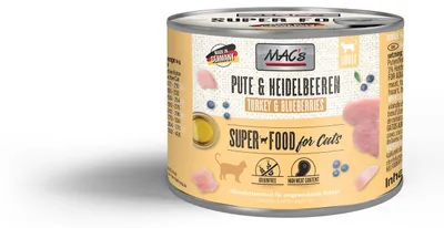Produktbild von MAC´s 6x200g Pute & Heidelbeeren Nassfutter für Katzen getreidefrei und naturell