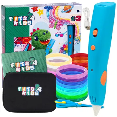 Produktbild von Fits4Kids 3D Stift Kabellos Starterset fuer Kinder mit PCL Filament (Blau)