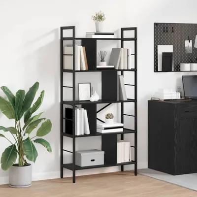 Produktbild von "Schlussverkauf" Bücherregal rechteckig - 1 pc - Büroregal mit Stauraum - Schwarz Eichen-Optik 75x30x156 cm Holzwerkstoff C12378