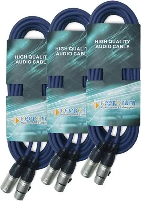 Produktbild von keepdrum DMX-Kabel Set Blau 3-pol XLR je 2x 3m-10m-15m
