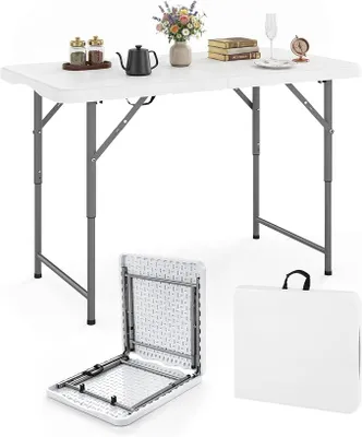 Imagen del producto de Mesa plegable para camping, con altura ajustable, mesa de jardín de 122x60 cm