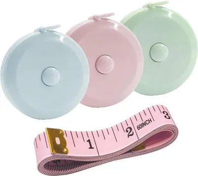 Image de Kit de mesure corporelle - Lot de 3 rubans de mesure rétractables double face d'une longueur de 152 cm