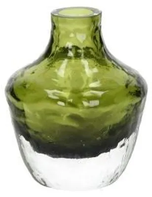 Immagine prodotto di Vaso in vetro verde, modello Prisma di Pomax, diametro 9 cm, altezza 11 cm