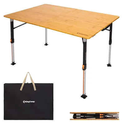 Produktbild von Bambus Campingtisch Woboo XL Camping - Falttisch Klapptisch Holz Stufenlos