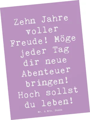Produktbild von Mr. & Mrs. Panda Postkarte Spruch 10. Geburtstag Freude - Lavendeltraum - Geschenk, Ansichtskarten, Ansichtskarte, Grußkarte, Geburtstagsgeschenk, Party, Feiern, Glück