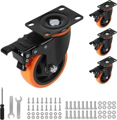 Immagine prodotto di Ruote girevoli Famanu con freno, diametro 100 mm - Elevata capacità di carico - Set di 4