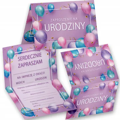 Zdjęcie produktu dla Zaproszenie Urodzinowe Balonowe Różowe Na Urodziny Zaproszenia Na Przyjęcie