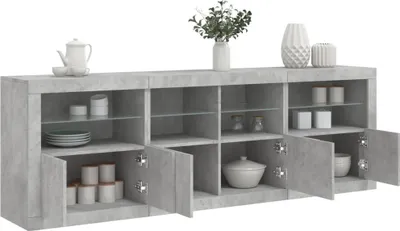 Produktbild von Sideboard Kommode mit LED-Leuchten Betongrau 202x37x67 cm 3209012