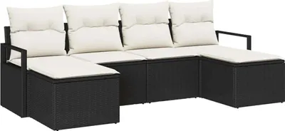 Immagine prodotto di vidaXL Set di divani 6 pezzi in polirattan nero