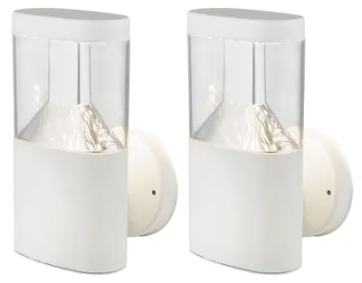 Produktbild von 2er Set LED Wandleuchten, Edelstahl weiß, H 23 cm