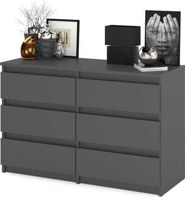 STIV Möbel | Kommode / Sideboard mit 6 Schubladen - grau , H 71cm B 100cm T 33cm