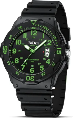 Produktbild von Stylische Herrenuhr mit Quarzwerk, 50m wasserdicht kratzfestem Mineralglas, leuchtenden Zeigern atmungsaktivem Kunststoffarmband und Kalenderfunktion.