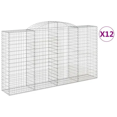Produktbild von Gabionen mit Hochbogen 12 Stk 300x50x160/180cm Verzinktes Eisen