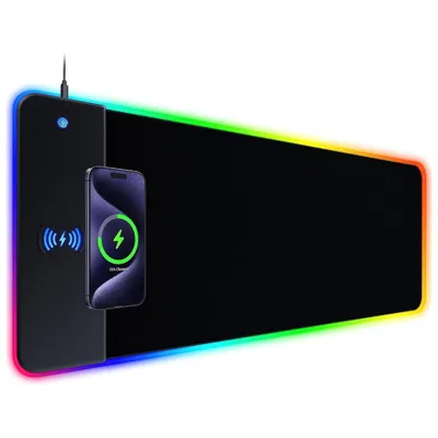 Produktbild von Mauspad Gaming Mauspad RGB Mousepad Induktive Ladestationen (800 x 300 mm, 10 W kabelloses Laden, 14 RGB-Beleuchtungsmodi),abwaschbar