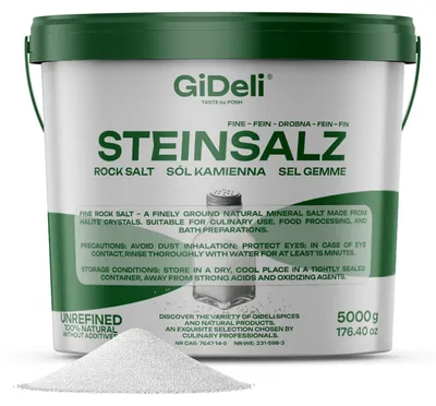 Image de Sel gemme 5 kg Sel naturel fin Sel de table Sel de bain Halite Sans additifs GiDeli