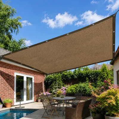 Produktbild von Schattiernetz UV-Beständiges Sonnensegel Sonnenschutznetz Schattierungsnetz mit Ösen für Garten Balkon Terrasse Pergola Gewächshaus, Braun, 1x3m