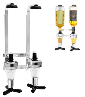 Productafbeelding van Wanddrankdispenser voor 2 flessen, aluminiumlegering flessenhouder, voor bar en thuisgebruik