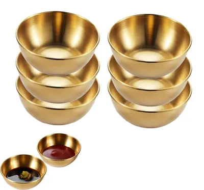 6er Set goldene Edelstahl-Dip-Schalen, 8 cm, für Soßen und Dips